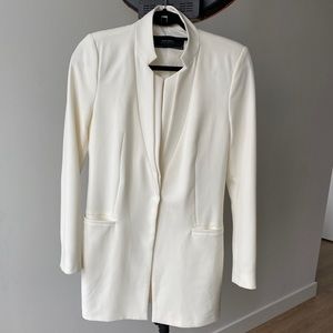 Cream Long Blazer Zara Basic M